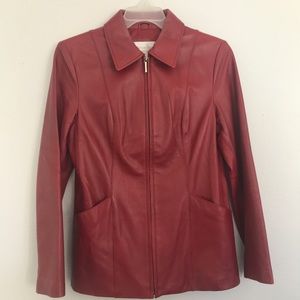 Red Genuine Lambskin Leather Blazer